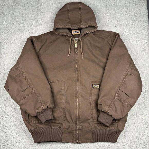 Big Smith Other - Big Smith Jacket Men’s 3XL Brown Duck Canvas Hooded Work Coat Heavy Lined